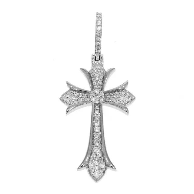 0.87 Ct Men's Round Moissanite Religious Cross Charm Pendant 925 Sterling Silver