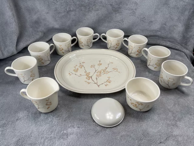 Vintage Corning Cornerstone China Blossom Tea Set. 12 Pieces Total.