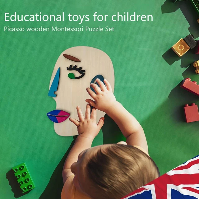 WOODEN PICASSO PUZZLES Set Early Learning Face Sorting Puzzle Set for ...