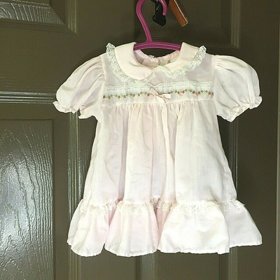 Vintage Alexis USA  Baby Girl's  Pink Ruffles Lace Dress 6 Months