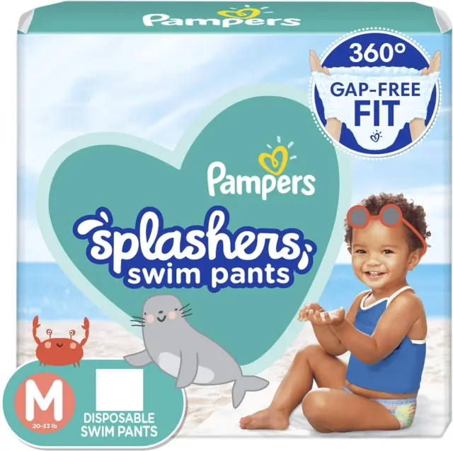 Pampers Splashers Swim Diapers Gap-Free Disposable, Size: Medium (72 Count)