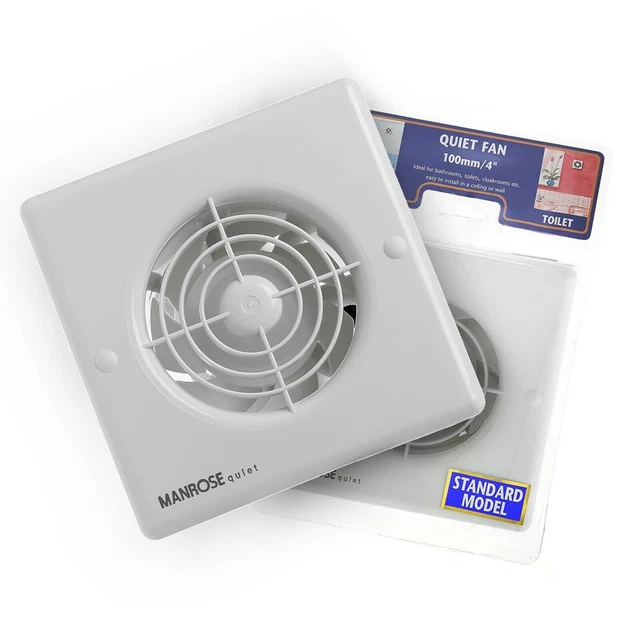 BATHROOM EXTRACTOR FAN 4 Inch 100mm Basic Quiet 5 Watts 27db With Timer