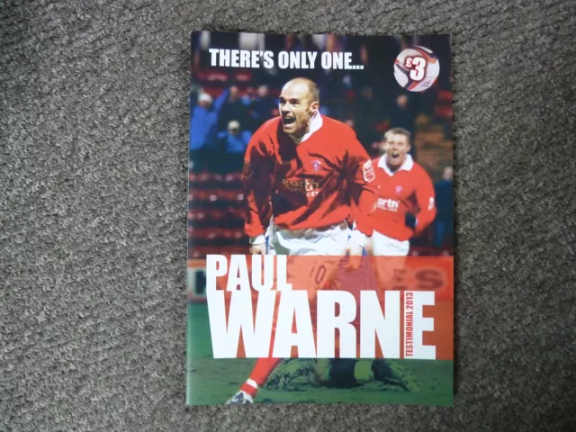 Paul Warne Testimonial Brochure - Derby County - Rotherham United - Yeovil Town