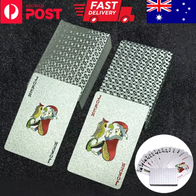 Poker Waterproof PVC Plastic Playing Cards Silver Plated Plaid Magic Tricks Tool