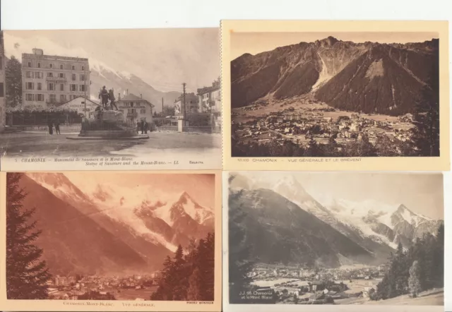 Lot de 4 cartes postales anciennes old postcards CHAMONIX ville city 6