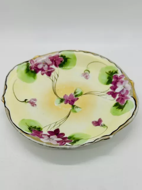 Vintage Nippon Japanese Hand Painted Porcelain Small Floral Plate 6” Plate