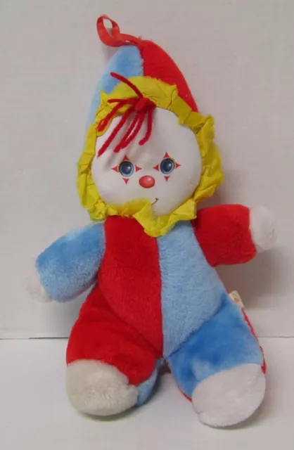Amtoy Baby Softtouch 12" Plush Clown Toy Lovey Rattle Chimes Vintage 1982
