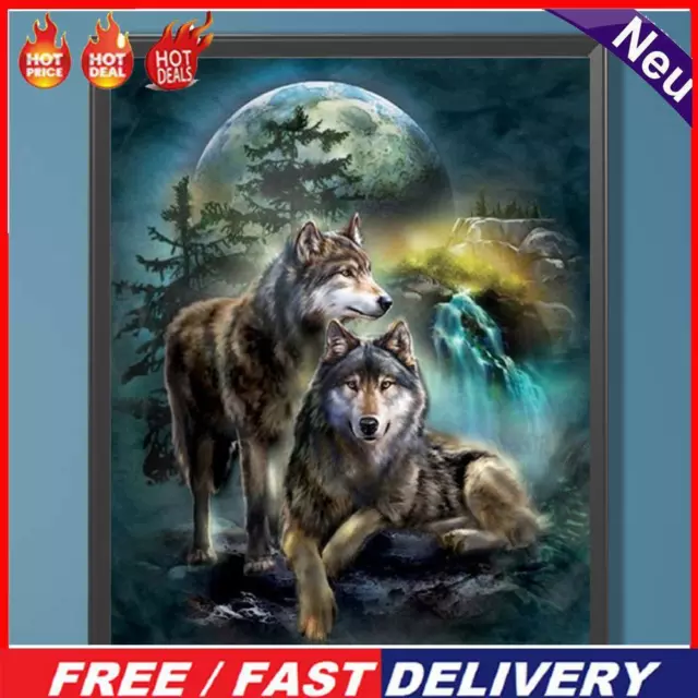 Frameless Oil Paint By Numbers DIY Wolf Picture Craft Kit for Home Living Room