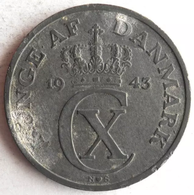 1943 Danemark 5 Ore - Rare Type Danemark Poubelle#D