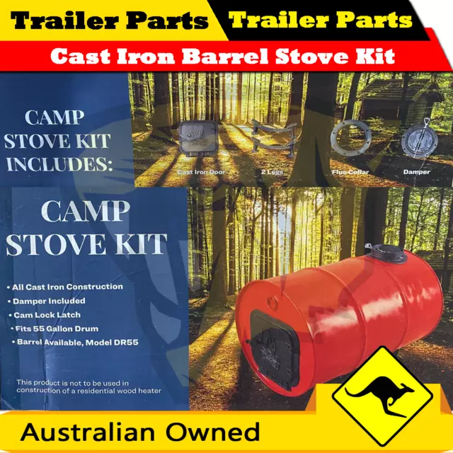 Cast Iron Barrel Stove Kit Camp Farm Drum Wood Heater Fireplace Converter