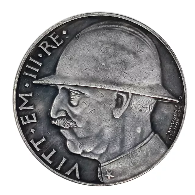 Moneta copia Italia 20 Lire 1928 Vittorio Emanuele III elmetto fascio 35.49mm
