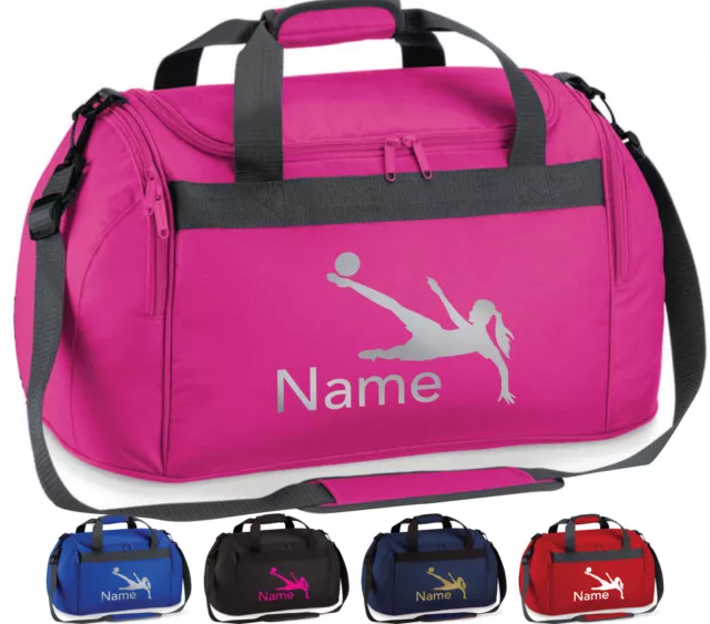 Personalised Football Sports Bag Girls Footy Scissor Kick Kit PE Holdall Gift