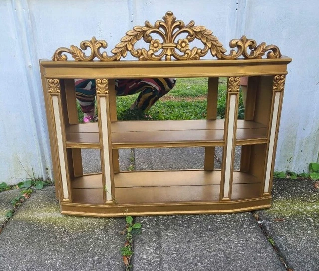 GOLD CURIO SHELF Syroco Floral Plastic Wall Vintage 1971 MCM Retro