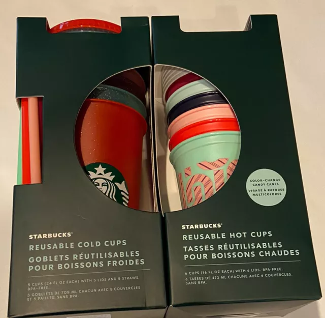 NEW Starbucks 6-Pack Color Changing Reusable Hot & Cold CUPS Holiday 2020.