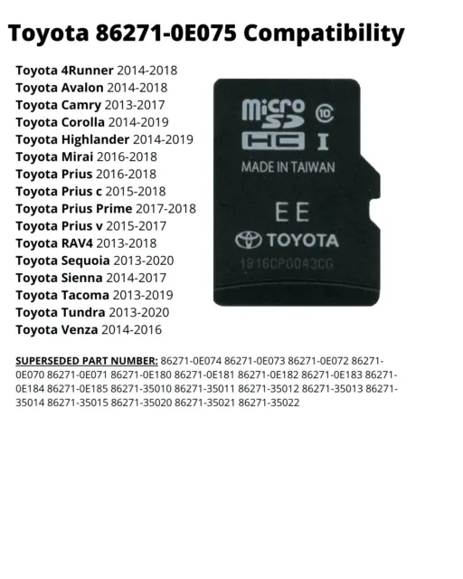 Toyota navigation micro SD card map Data 2023 Update OEM 86271 0E075