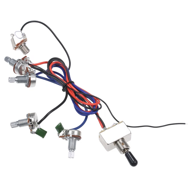 Guitar Wiring Harness Kit 3 Way Toggle Switch 2 Volume 2 Tone 500K Pots H8P7