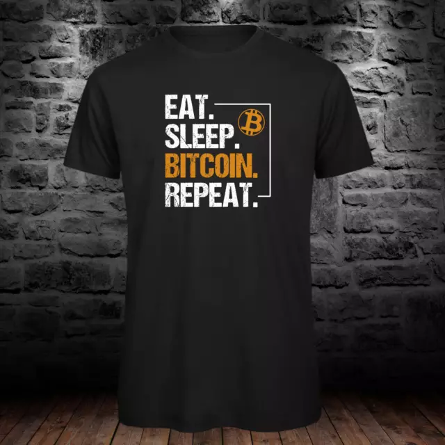 BITCOIN, Tee, T-Shirt, Crypto, Logo, Cryptocurrency, Eat Sleep Bitcoin Repeat