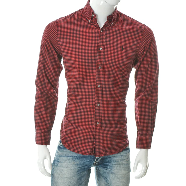 Ralph Lauren Polo Uomo Slim Fit Camicia con Bottoni Manica Lunga Quadri Medium M