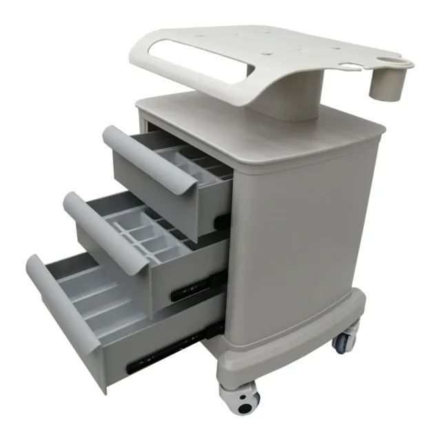 Gray ABS Mobile Trolley Cart for Ultrasound Imaging Scanner w/Divider Bracket