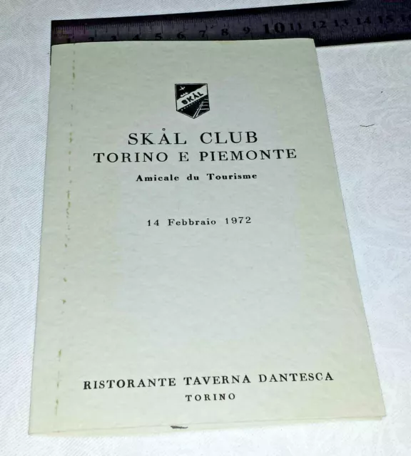 1972 Menu' Skal Club Torino E P. Amicale Du Turisme Ristorante Taverna Dantesca