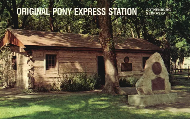 Postcard NE Gothenburg Original Pony Express Station Chrome Vintage PC G6623