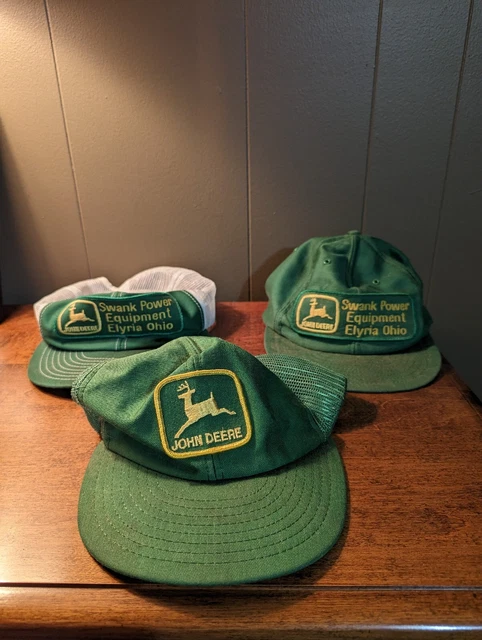 Three Vintage Used Snapback Truckers Cap John Deere 2 Are Half Mesh Caps.