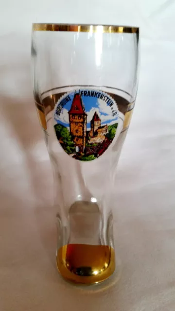 Glas Schnapsglas Frankenstein Burgruine Andenken Glasstiefel Andenkenglas