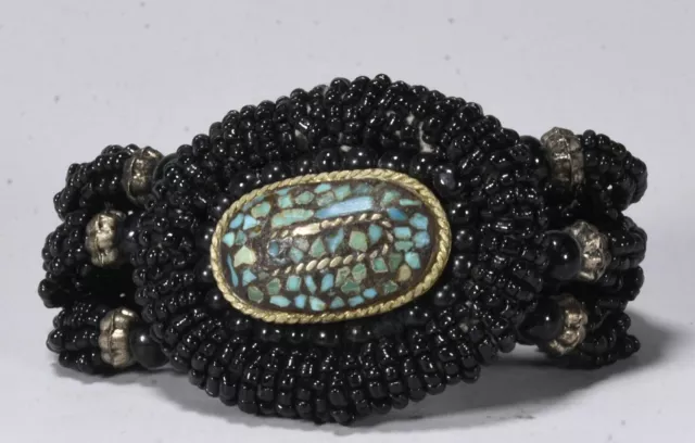 5.5'' Old Tibet Tibetan Turquoise Coral Carved Bead Bracelet Bracelets Jewellery