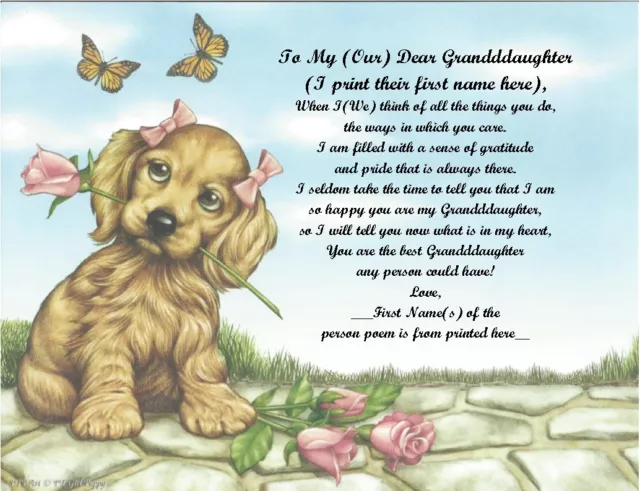 Personalized Poem Gift for that Special Granddaughter (See all styles)