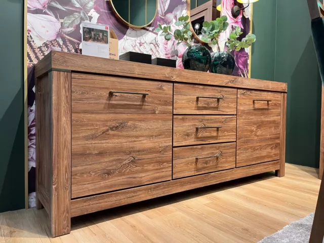 Extra Long Sideboard Cabinet Buffet 2m 200cm Unit Dresser Storage Oak Effec Gent