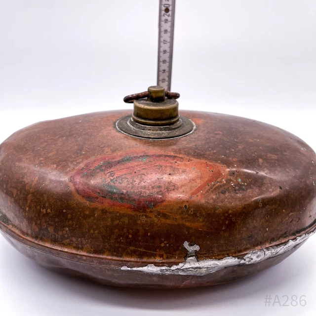 Antike Kupferbettflasche, Bettflasche, Wärmflasche „Rein Kupfer“ oval | 25cm 12