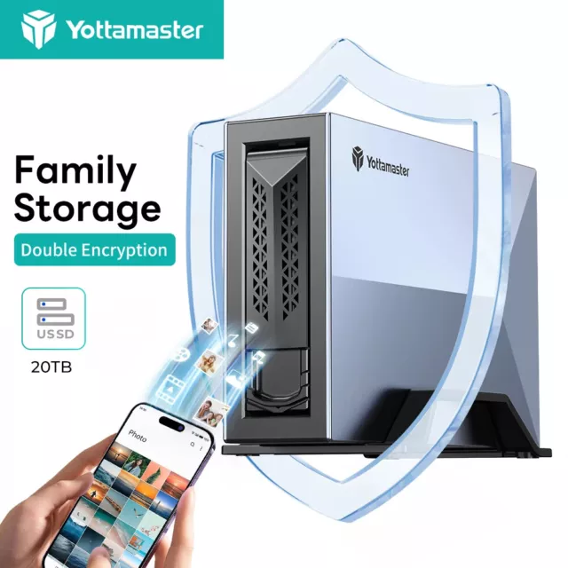 Yottamaster Network Attached Storage NAS 2.5" 3.5" HHD Enclosure Quad-Core 20 TB