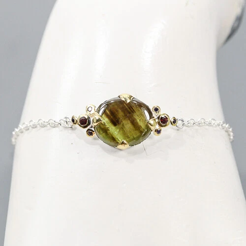 9ct Handmade Heated Black Star Sapphire Bracelet 925 Sterling Silver 7"/BR08101