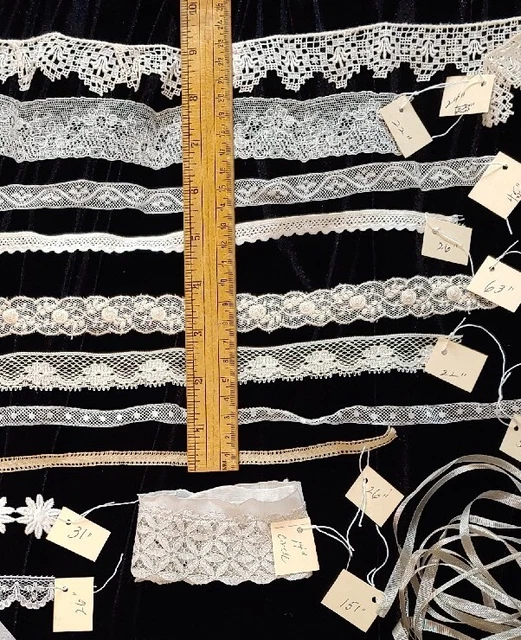 503" Mostly Antique Lace Trim Lot Sewing Crafts Scrapbooking 12 Pieces