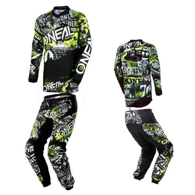 O'Neal Element Enfants Attaque Schwarrz MX Motocross Combo Pantalon Jersey