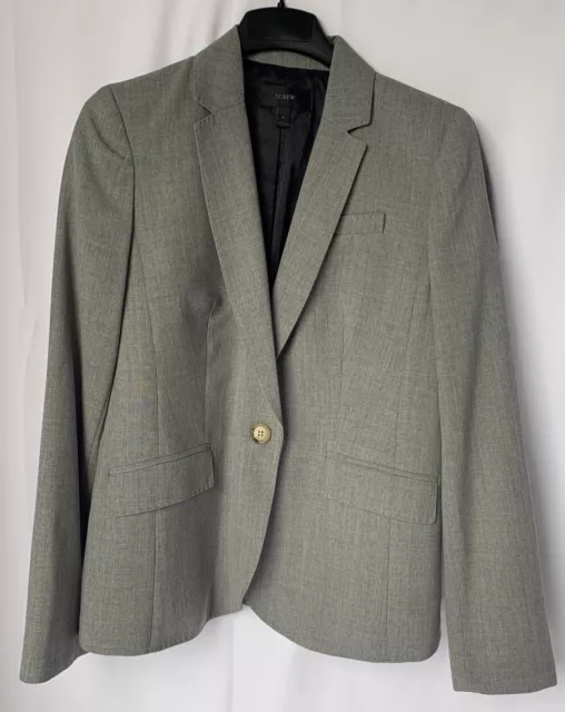 J.Crew Campbell Bi-Stretch Grey Wool Blazer Jacket Size 4 Italian Tollegno 1900