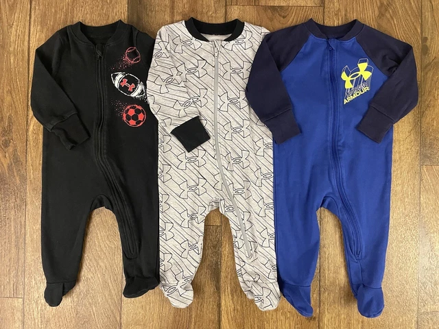 Baby Boy 3 Mo Footed Sleeper Pajama Under Armor Zipper Clothes Lot Bundle Outfit