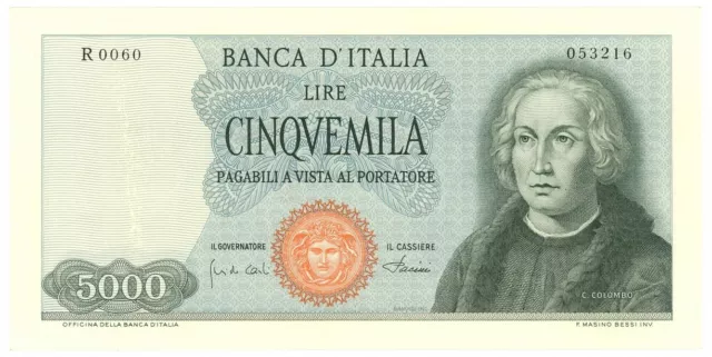 5000 Lire Cristoforo Colombo I Tipo Medusa 04/01/1968 Bb+