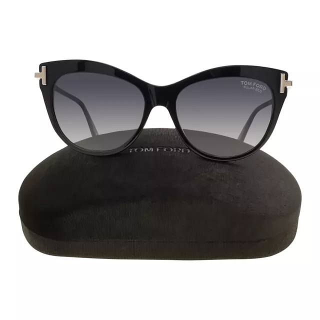 Tom Ford Sunglasses TF 821 FT0821 Kira 01D Black/Gold Polarized Women Oversized