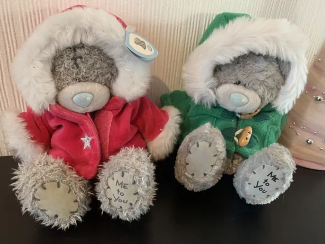 Me To You Tatty Ted Plush Bears X 2 Red And Green Coat