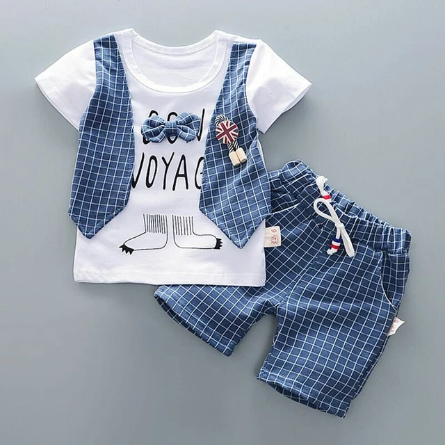 2pcs Kids Baby Clothes Gentleman Baby Boys Clothes Cotton Top+Pants Suit Outfits