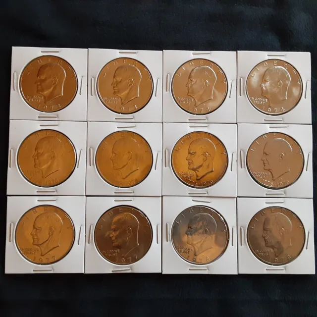 BU 1973 1974 1976 1977 1978 P D Eisenhower UNC Ike Dollars US Mint set 12 Coins!