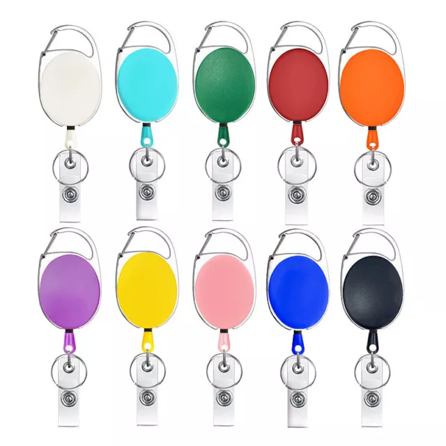 Retractable Pull Key Ring ID Badge Name Tag Cord Card Holder Recoil Reel Belt K