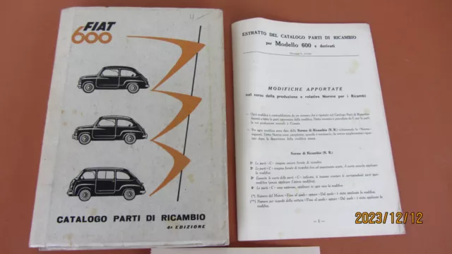 Fiat 600 Ersatzteilkatalog Catalogo parti di Oldtimer 1957