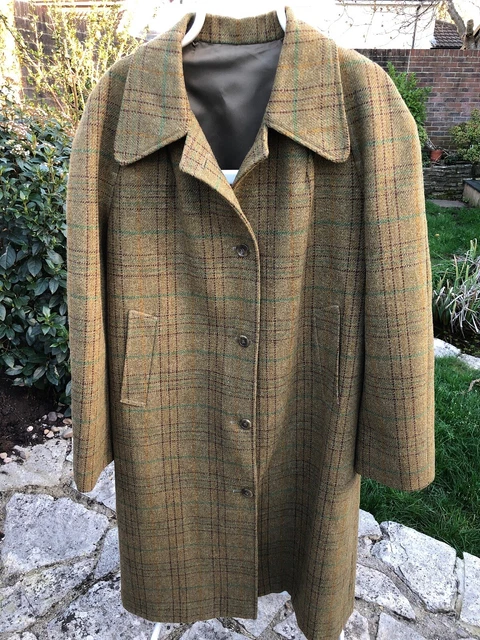 Manteau en Tweed pour femmes - Vintage - Carreaux - Double boutonnage