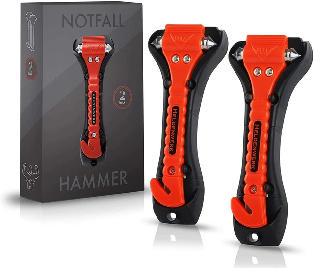 B-Ware Notfallhammer inkl Gurtschneider 2er Set rot Unfall Sicherheit
