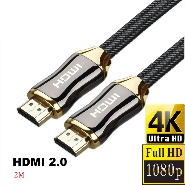 Câble HDMI Ultra HD tressé v2.0 Speed + Ethernet HDTV 2160p 4K 3D CHROME