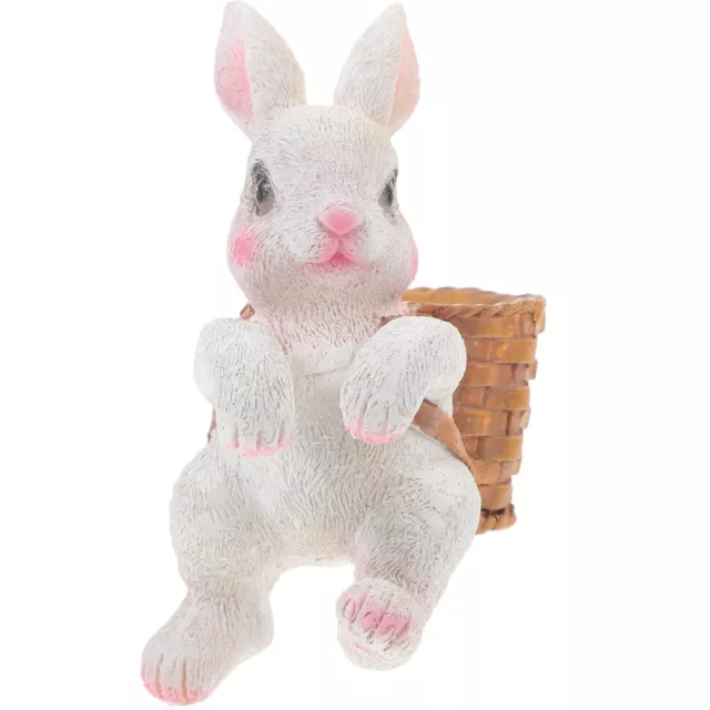 Rabbit Flower Pot Pendant Decoration for Bedroom Bunny Figurine Bamboo Basket