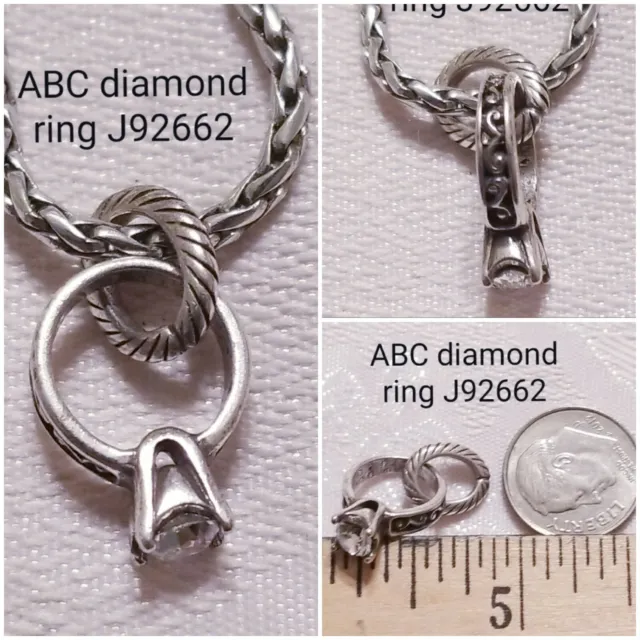 Brighton retired Diamond Ring silver Swarovski charm J92662 B478