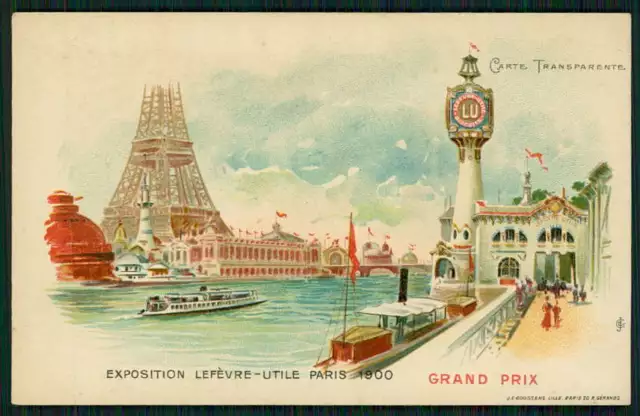 HTL original hold to light Paris 1900 Exposition Eiffel Tower original postcard